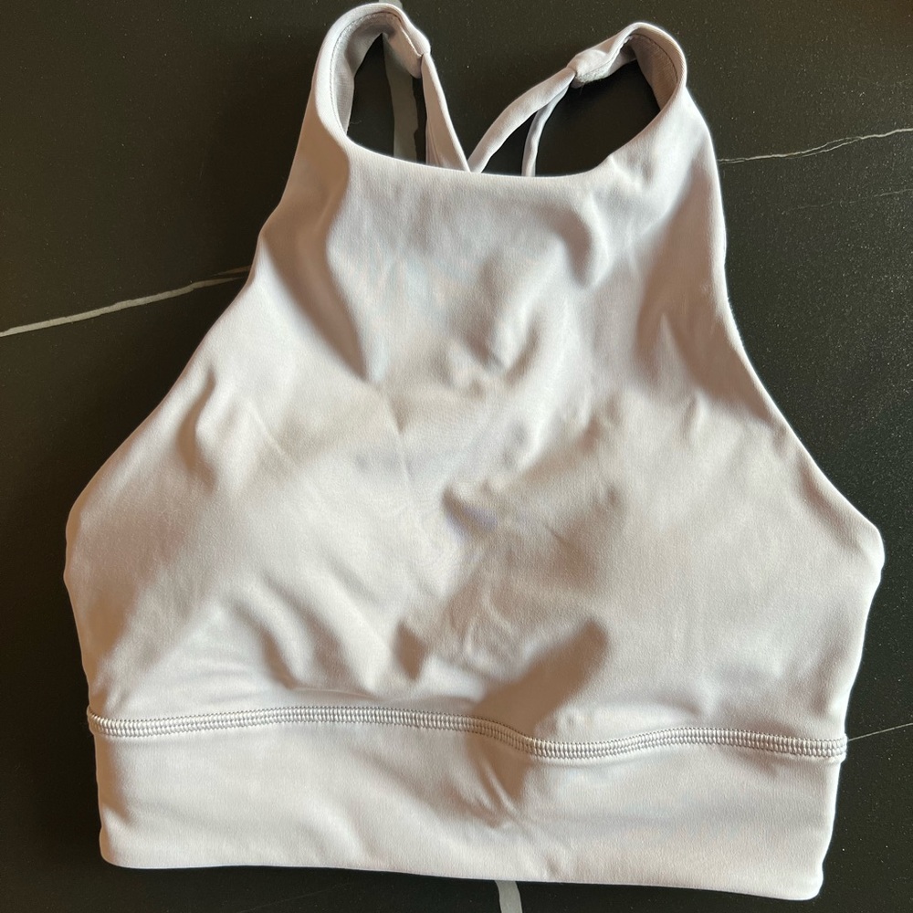 Lululemon high neck longline energy bra Mauve grey